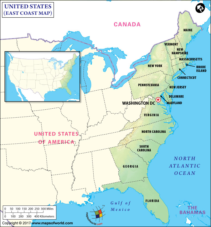 Us East Coast Political Map - United States Map