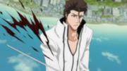 Aizen se fait trancher par Shinji