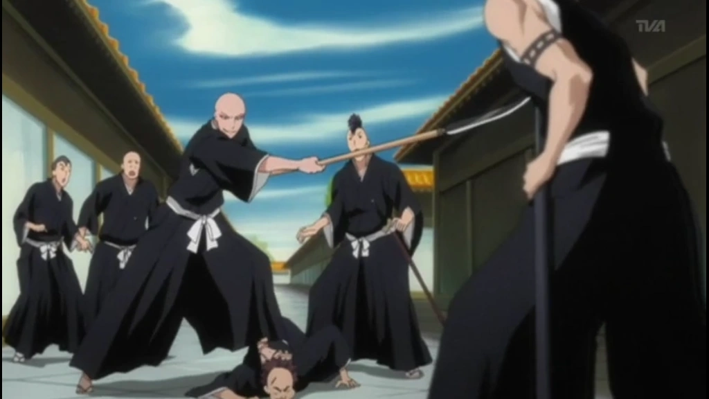 Image Ikkaku faces off against Hisagi.png Bleach Wiki FANDOM