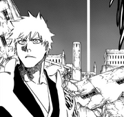 Un pilar de luz aparece detras de Ichigo