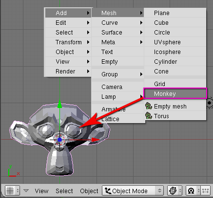 Softbody Menu Add → Mesh → Monkey
