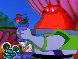 Booster picks a red plant.