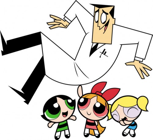 image professor utonium with powerpuff girls picture