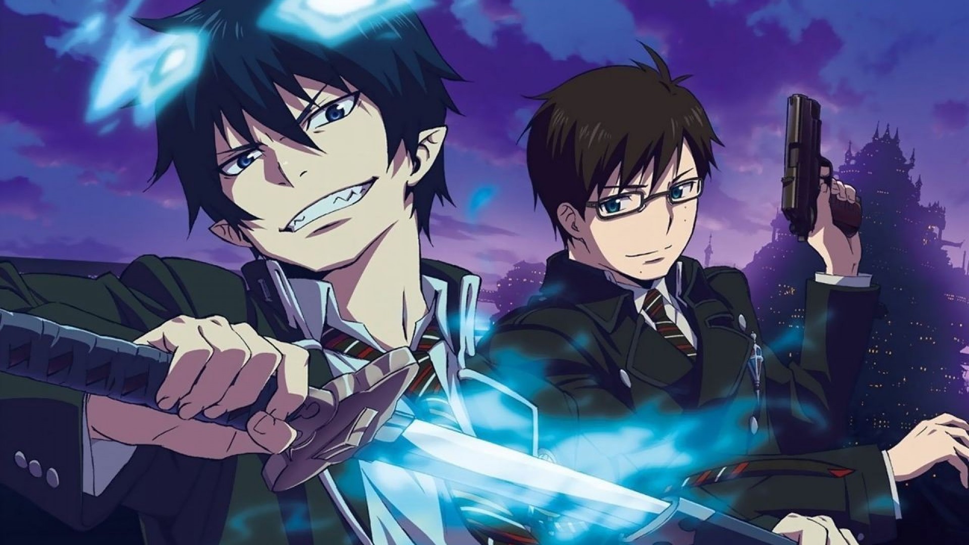 Image - Ao no exorcist okumura rin yukio swords 1920x1080 22801.jpg ...