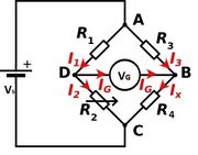 Wheatstone bridge currents