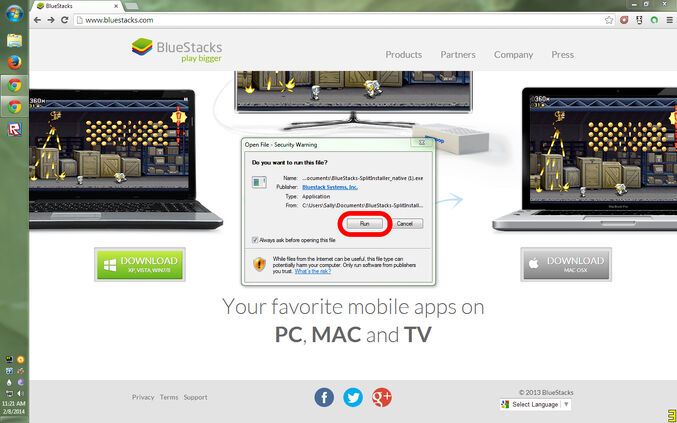 Bluestacks Run Button