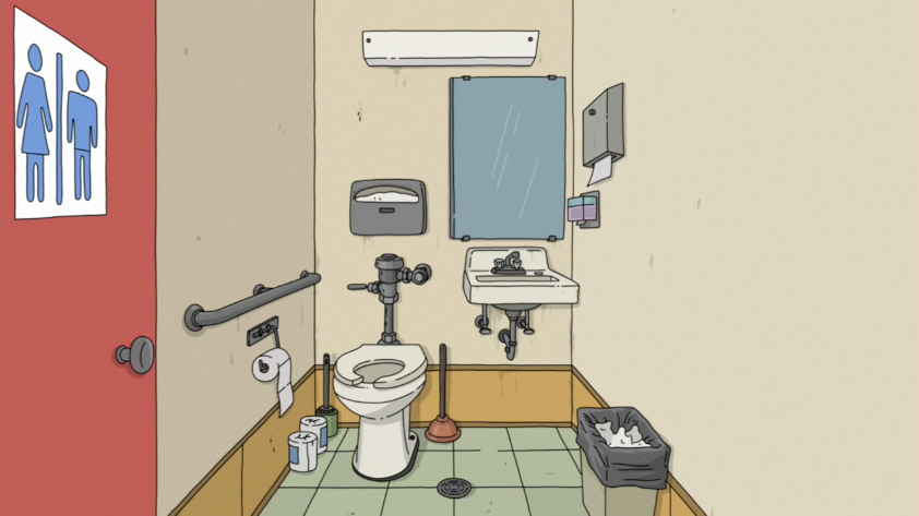 Bob bad stuff burgers happens bathroom glued where