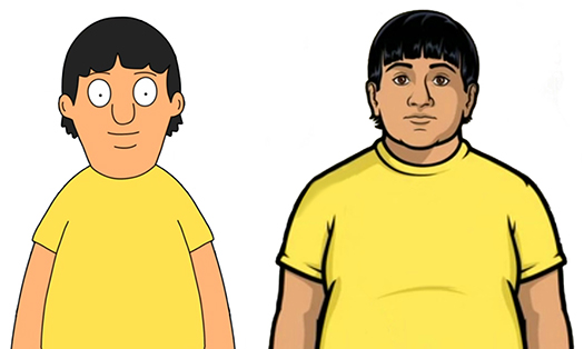 Bobs-Burgers-Wiki Archer Gene Split-comparison 01a