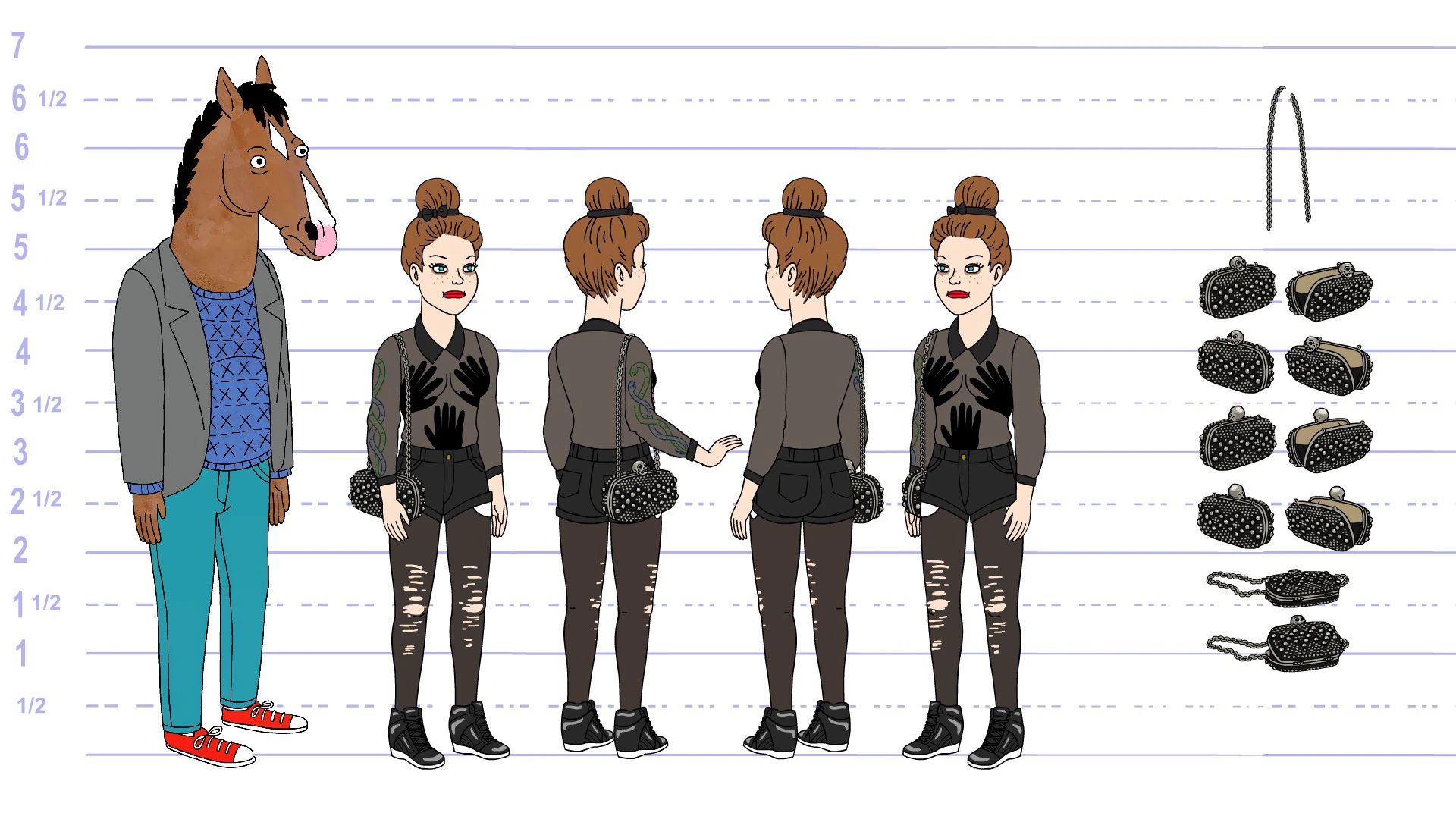 Image Sarah Lynn funeral outfit model sheet.jpeg BoJack Horseman