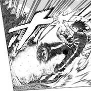 Izuku releases wind pressure with his kick.
