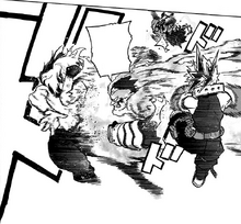 Endeavor fights alongside Deku and Katsuki
