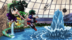 Izuku, Tusyu y Mineta escapan