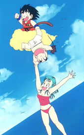 Goku, Krilin i Bulma surten de cova