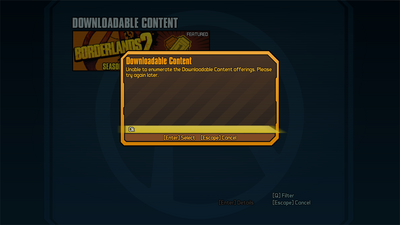 unable enumerate downloadable offerings borderlands forum wikia desk forums help index