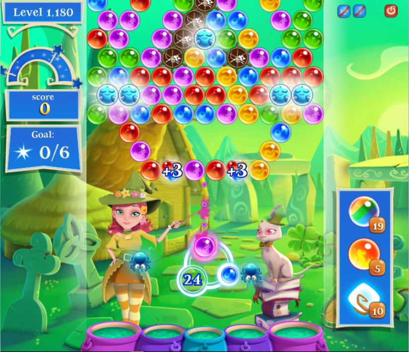 how to beat level 874 on bubble witch saga 3