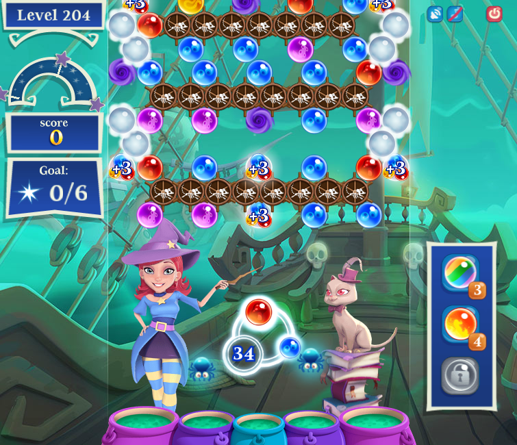 any trick to solving level 204 in bubble witch saga 3