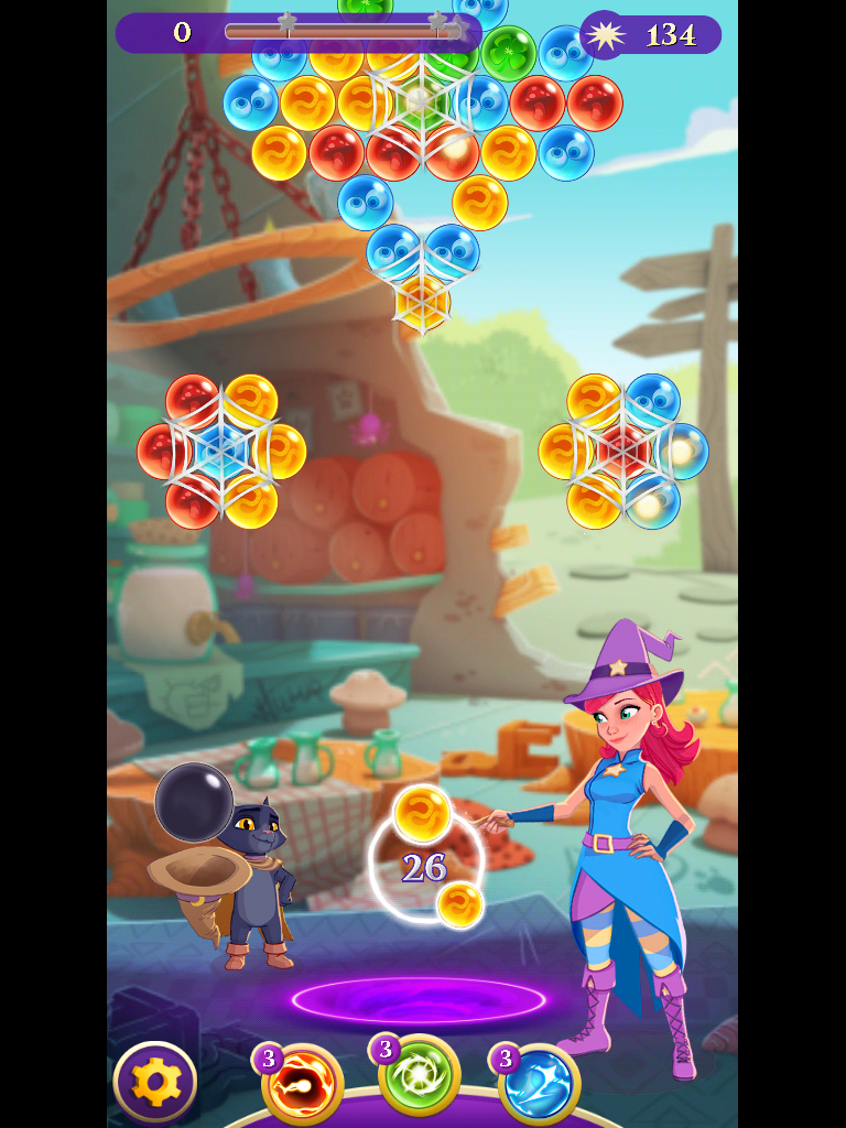 bubble. witch saga 3 which levels have black bubbles