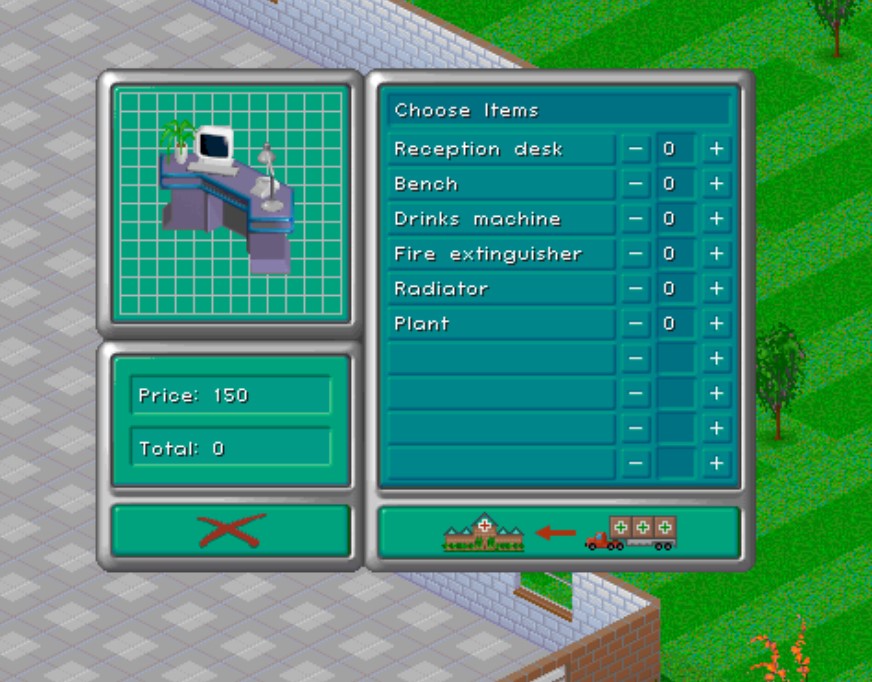 Hospital item menu