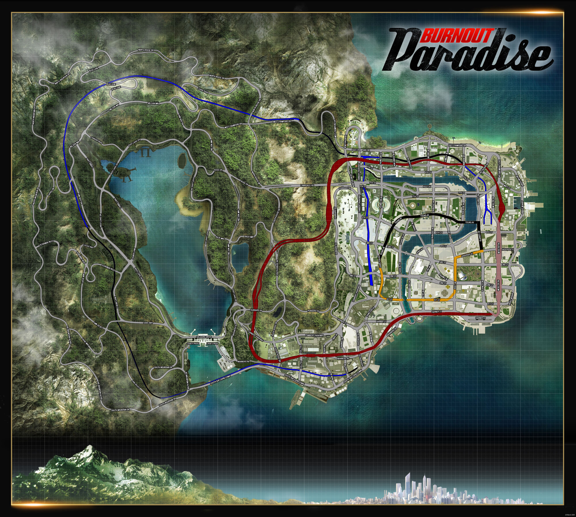 Burnout Paradise карта прыжков