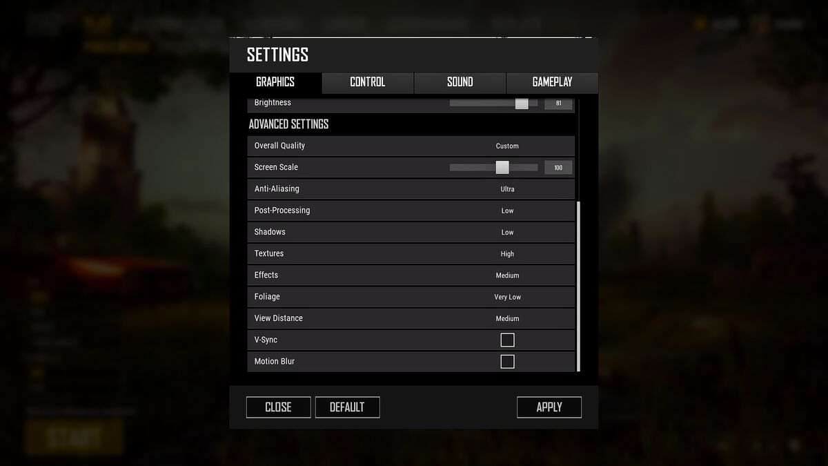 PUBG Settings Menu