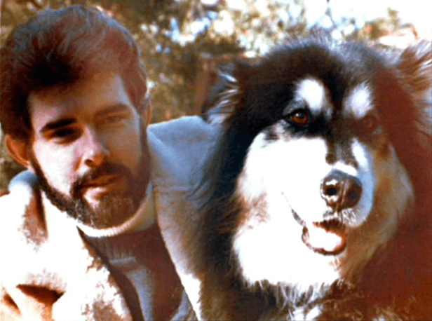 George Lucas with family dog Indiana