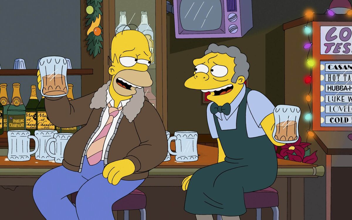 The Simpsons homer and moe drink beer