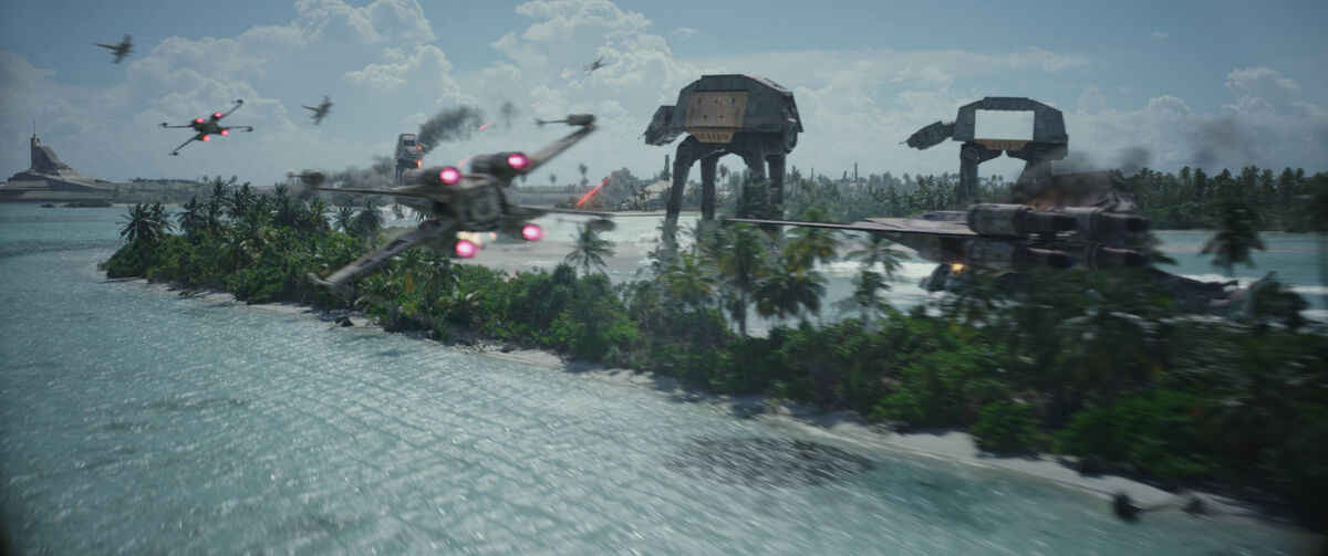 Rogue One: A Star Wars Story X-Wing and U-Wing versus AT-ACTs Photo credit: Lucasfilm/ILM &Acirc;&copy;2016 Lucasfilm Ltd. All Rights Reserved.