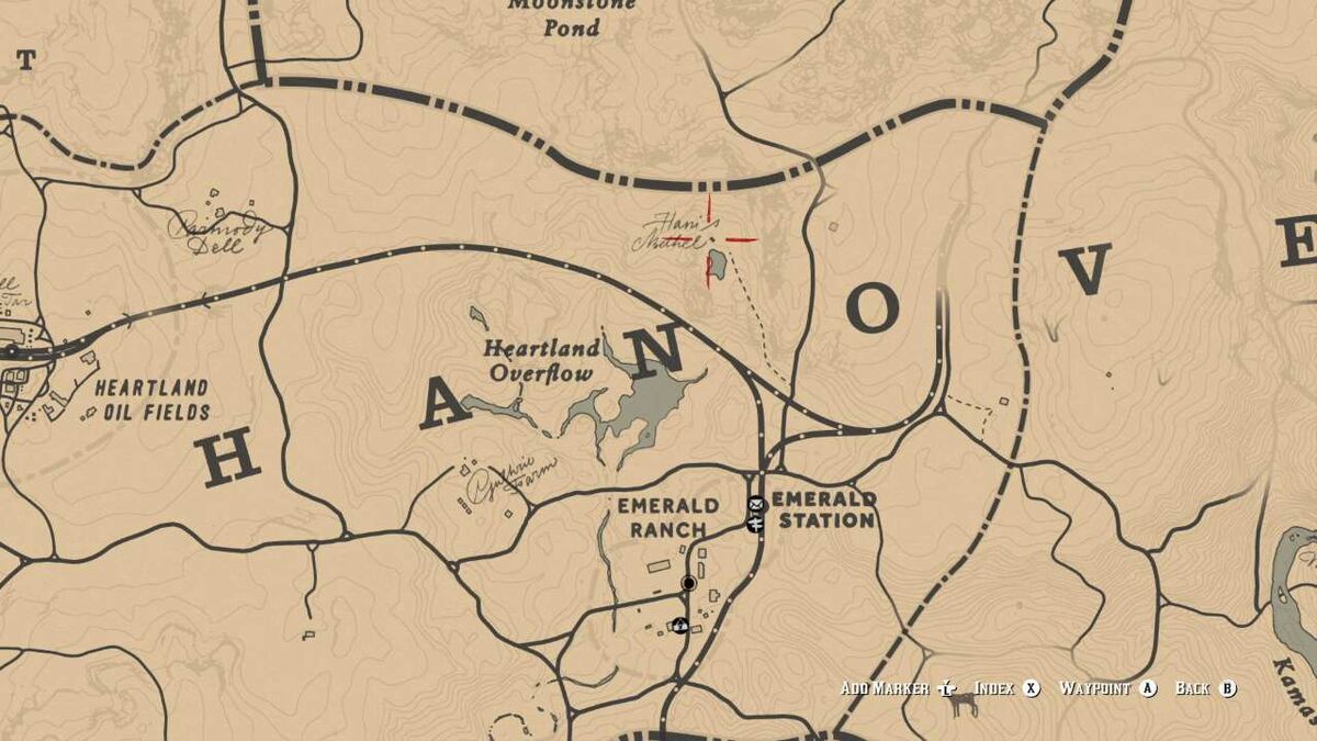 Hanis Bethel shack location map Red Dead Redemption 2