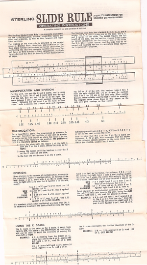 Slide Rule Instructions