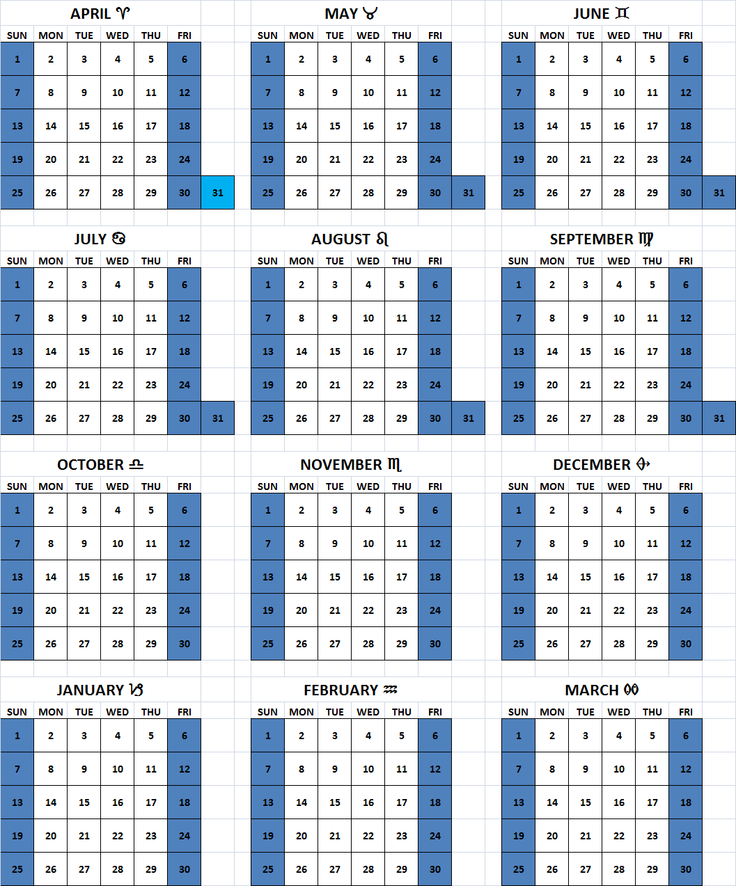 6Day Week Solar Calendar with common Muslim/Christian weekend