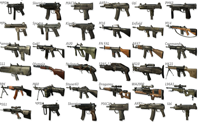 call of duty waw weapons list