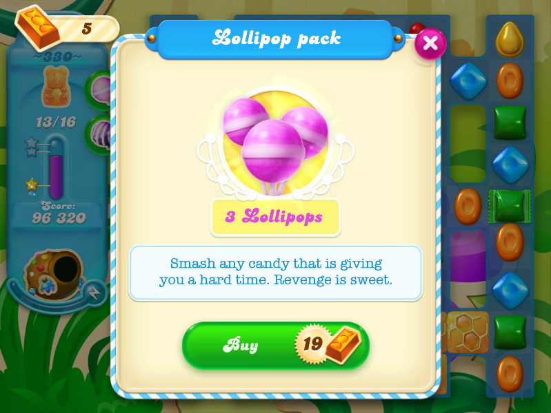 why is the lollipop hammer not working on candy crush soda saga on level 1259