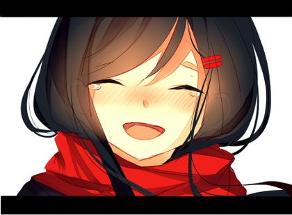 Image - Smiling blush crying closed eyes scarf anime girls black hair ...