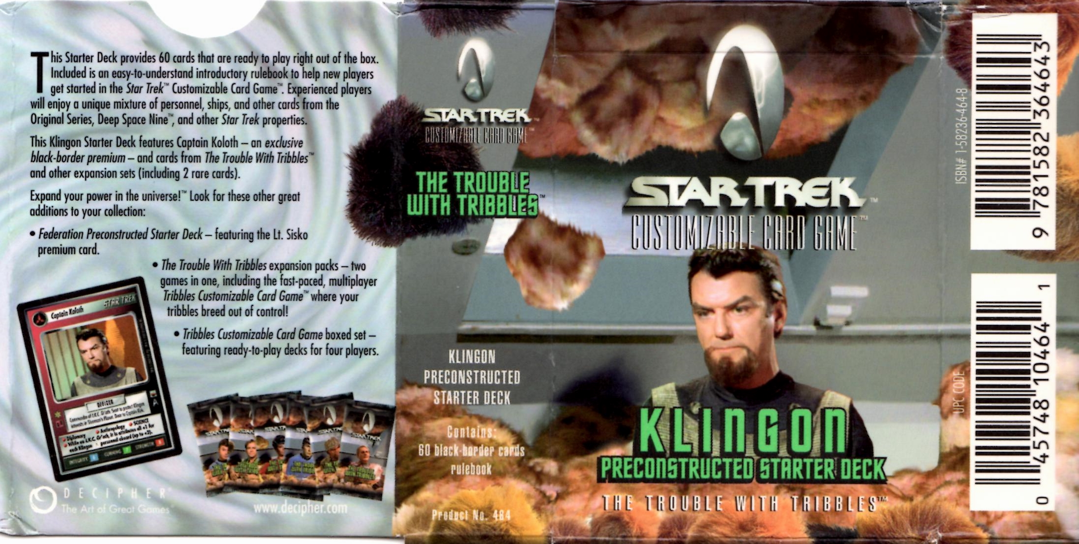 2 x STAR TREK CCG TROUBLE WITH TRIBBLES FEDERATION AND KLINGON STARTERS SET
