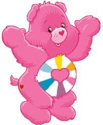 pink care bear with heart