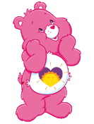 pink care bear with heart and sun