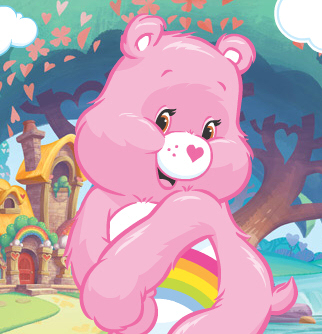 pink care bear with rainbow