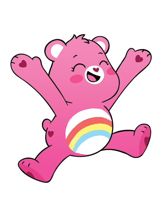 pink care bear with rainbow