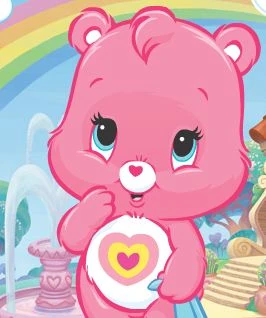 pink care bear with heart