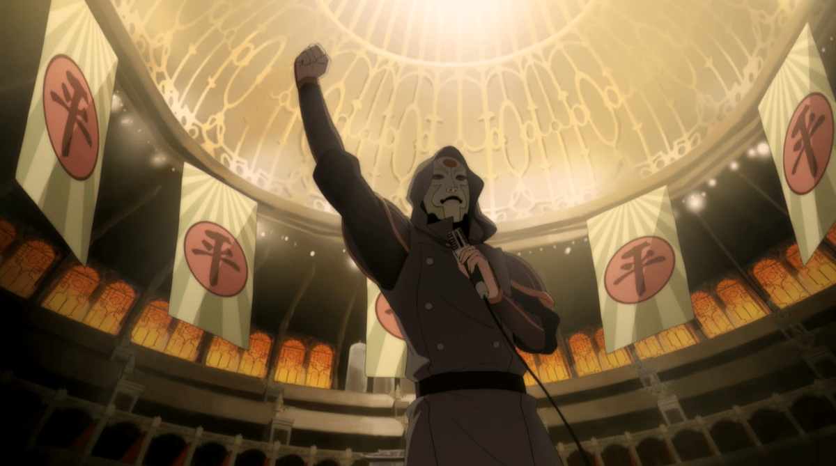 Amon and the Equalists from The Legend of Korra episode &quot;And the Winner Is...&quot;