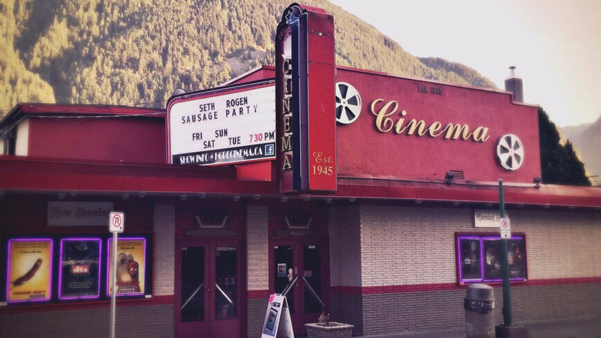a theater marquee advertising Sausage Party