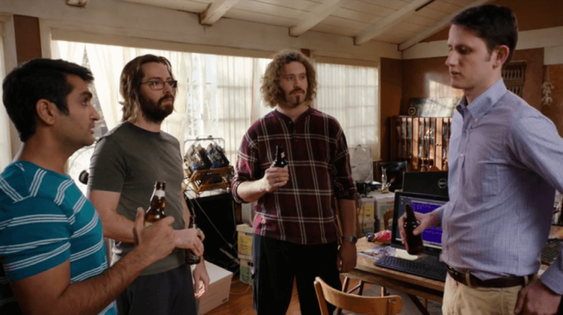 The crew of Silicon Valley have a beer nearby with high frequency