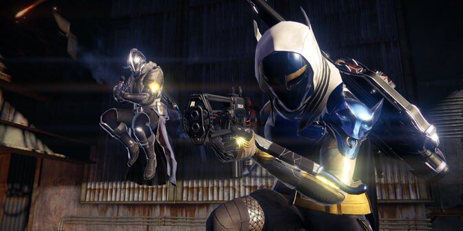 Two Guardians with some gear from Destiny Rise of Iron