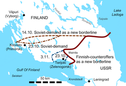 Soviet-finnish negotiations 1939 borderline