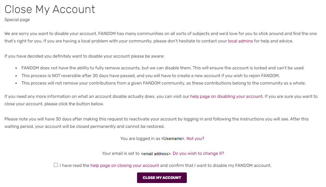 Help Closing An Account Community Central Fandom - roblox account verwijderen