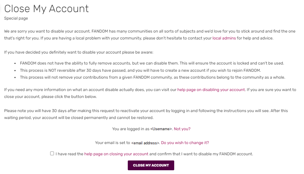 Help Closing An Account Community Central Fandom - roblox free accounts not deleted