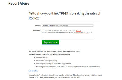 Why U Ban Me From Chat Coward Community Central Fandom - roblox report me