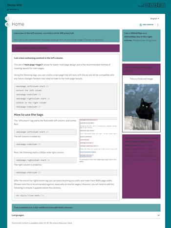 Main page example layout