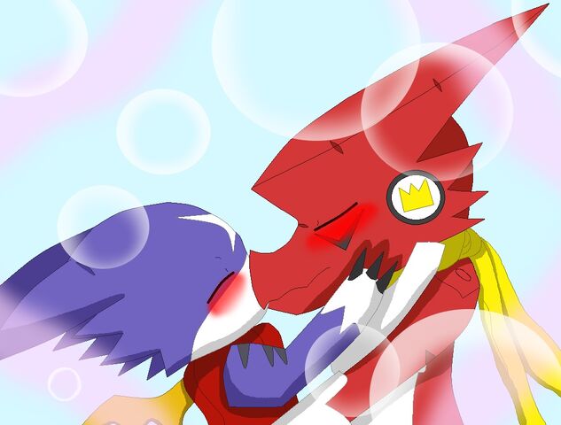 File:Gumdramon and shoutmon kissing.jpg