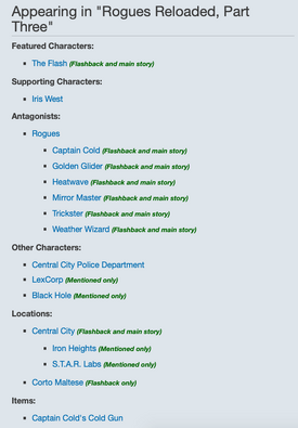 Appearances list example - DC